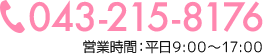 お電話でのお問い合わせは、043-215-8176まで